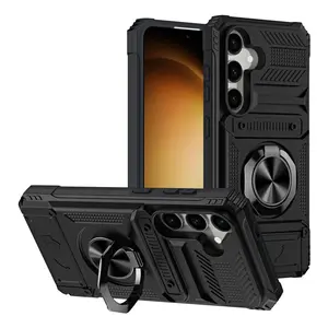 Card Slot Wallet Shockproof Armor Back Cover For Samsung Galaxy S26 Plus S25 edge S24 S23 Ultra FE S25FE Magnetic Ring Stand Holder Case