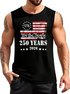 Men's USA 250th Anniversary Classic Prints Garments - Outdoor Menswear T-Shirts, Flag Tank Tops, 1776-2026 Patriotic 4th of July Apparel