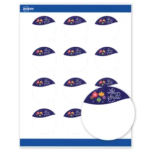 Avery® Printable Christmas Round Labels, 2" Diameter, Matte White, Pre-printed Let It Snow Design, Sure Feed® Technology, Laser & Inkjet Compatible, 240 Total, Great for Branding, Marketing, and Events