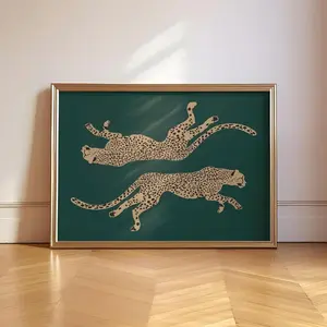 Emerald Cheetah Print, Retro Glam Art |Framless Poster N