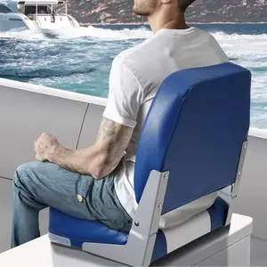 VEVOR Boat Seat,  18.9" Low Back Boat Seat, Folding Boat Chair with Thickened Sponge Padding and Hinge, Fold-Down Boat Captain Chair for Fishing Boat, Sightseeing Boat, Speedboat, Canoe, 1-Piece