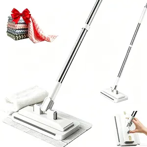 Mini No-Touch Automatic Gripping Dust Mop | Wet & Dry Lazy Sweeper with Disposable Pads | Multi-Surface Floor Cleaner (1 Mop + 10 Cloths)