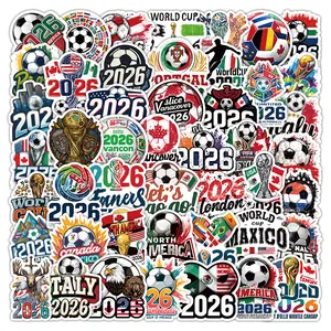 50 pieces of 2026 USA-Canada-Mexico World Cup stickers, hot-selling football decoration for phone cases and water bottles, waterproof stickers