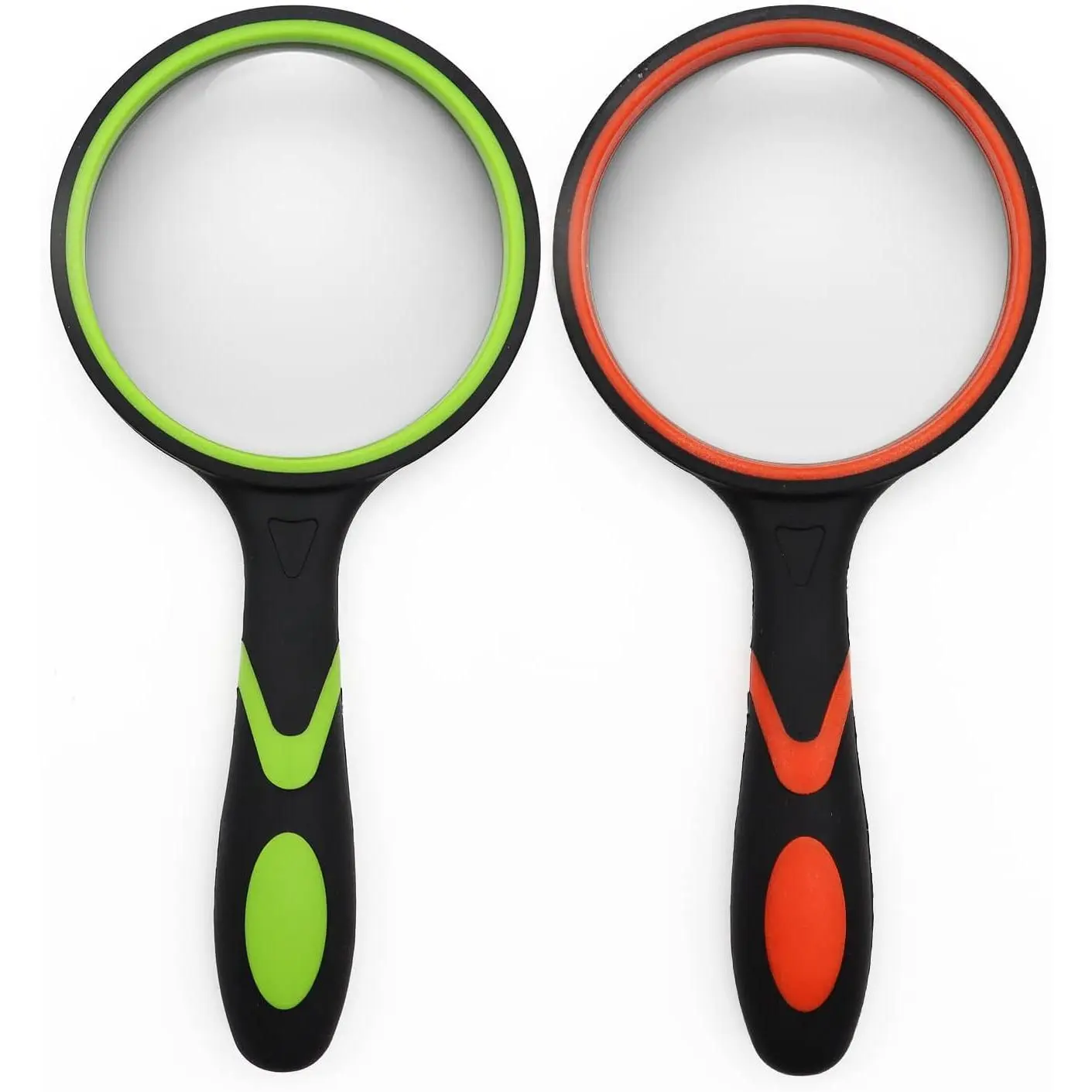 2 Pack 75mm 10X Handheld Magnifying Glass,Rubber Reading Magnifier for Kids Seniors, Suitable for Hobbies and Science