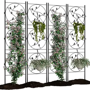 4 Pack 21x72 Inch Heavy Duty Black Metal Garden Trellis, Tall Rustproof Decorative Fence Panels, Sturdy Support for Climbing Plants, Roses, Vines, Vegetables & Flowers, Indoor Outdoor Gardening Use