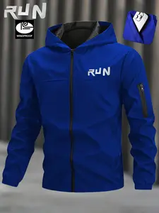 Men's Windproof Jacket, Lightweight Hooded Outdoor Coat, Multiple Pockets Zipper, Ideal for Skiing Hiking Fishing, Perfect Gift