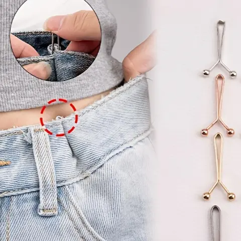 Adjustable Jean Clips, No-sew Instant Waistband Extenders, Invisible Clips for Skirts, Scarves and Tops, Clothing Accessories