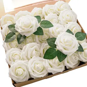 25pcs Artificial Flowers, Realistic Roses with Stems, Gradient Colors, Wedding Bouquets, Valentine Gifts, Stage Decor, Party Tables, Home Decoration, Faux Flower Decorations