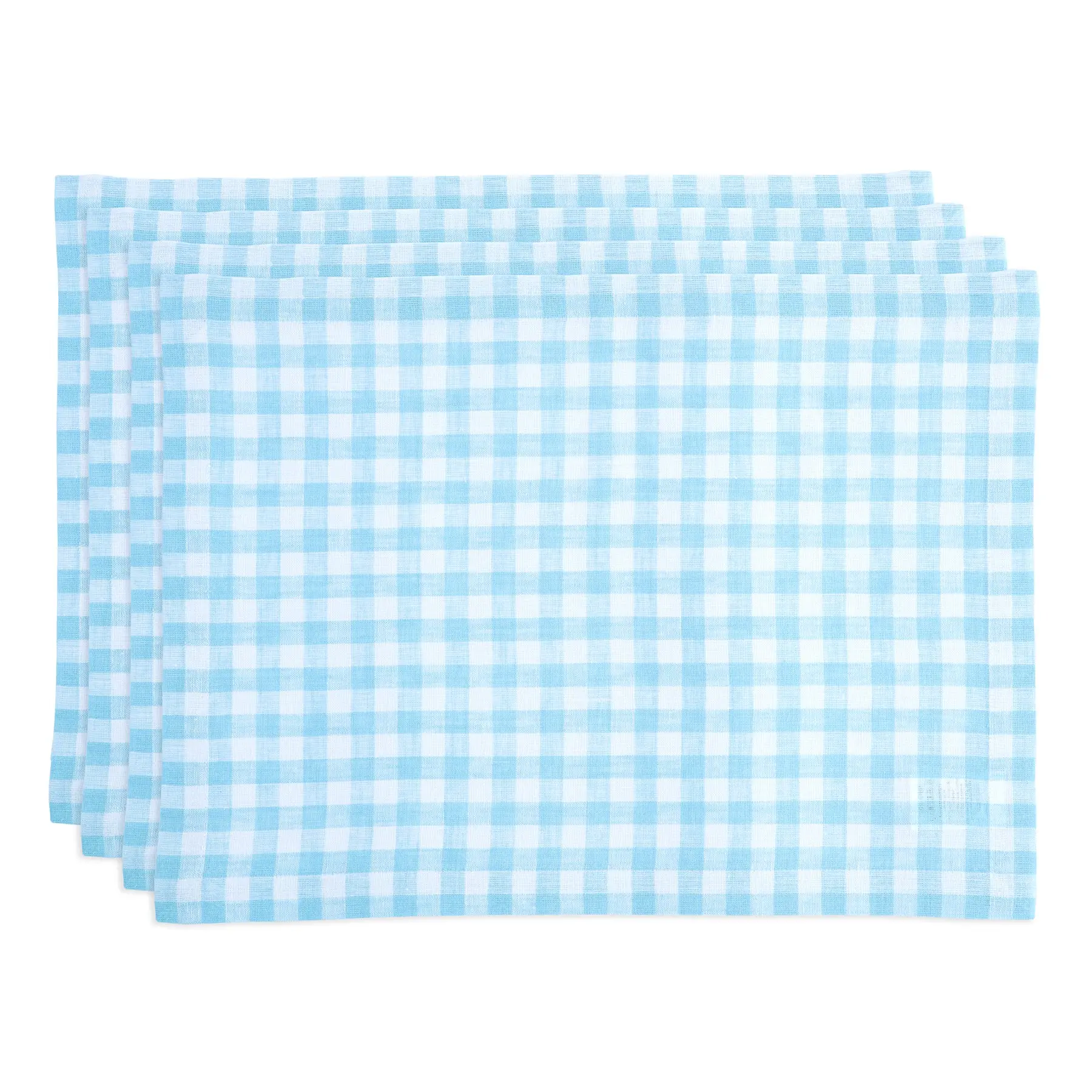 Solino Home Pure Linen Gingham Check Placemats Set of 4 - Pink Design, 14 x 19 Inch (14"w x 19"l), Ideal for Tableware Use