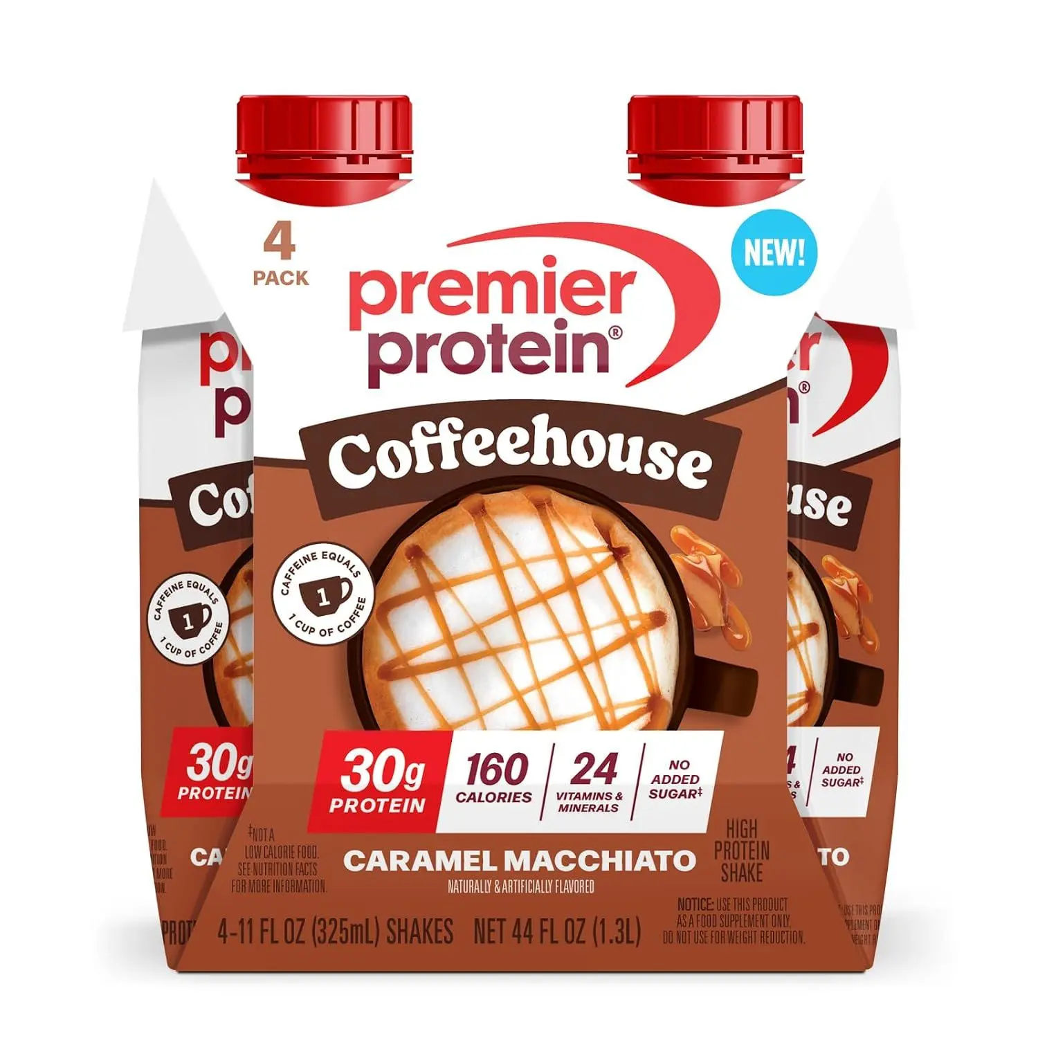 Premier Protein COFFEEHOUSE 30g Protein Shake, Caramel Macchiato, 4 Pack