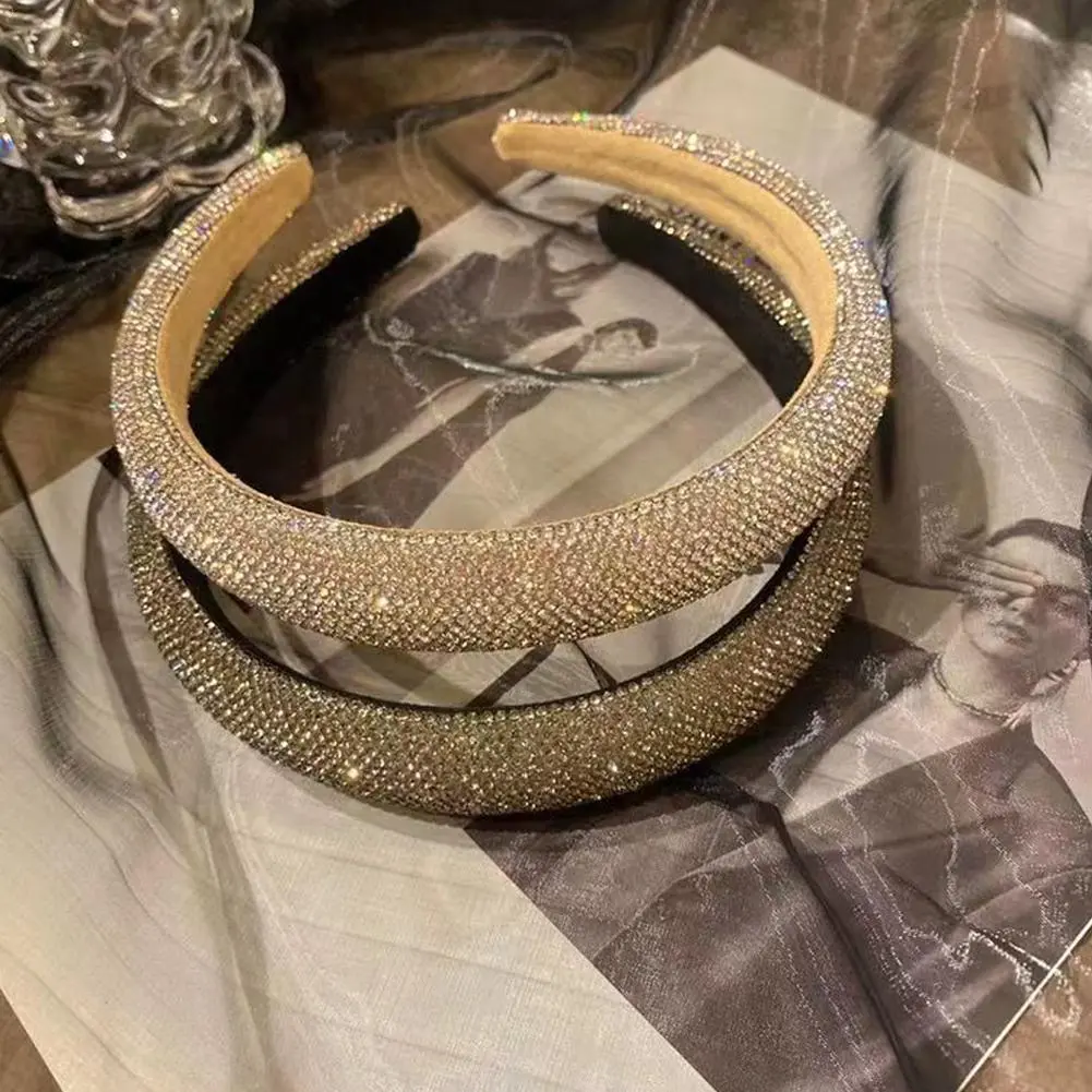 Sponge Shiny Full Rhinestone Silver Headbands Ladies Handmade Versatile Headwear Hair Accessories For Women Jewelry O1S8