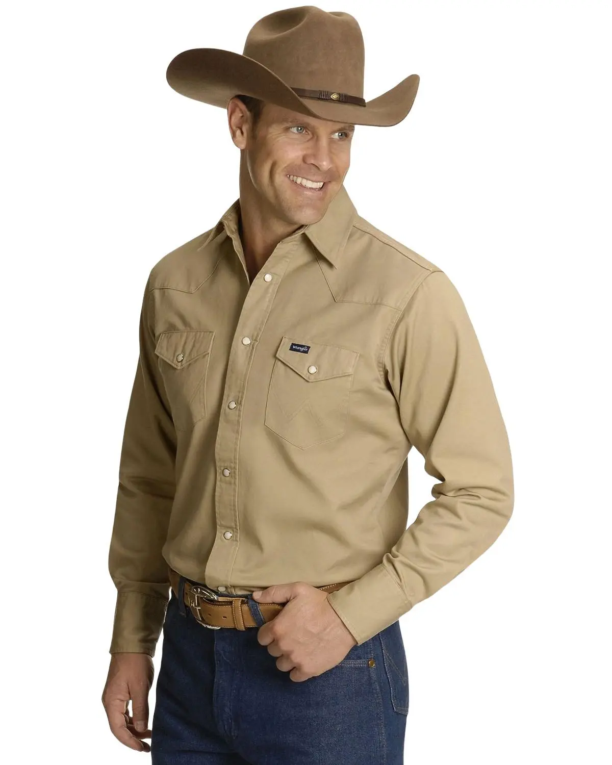 Wrangler Men's Solid Twill Cowboy Cut Long Sleeve Work Shirt Tall - Mx70919_X