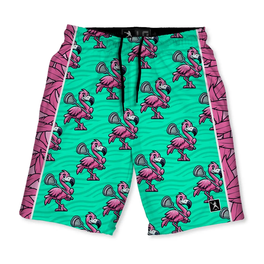 Men's Flamingo Feathers Lacrosse Shorts - Athletic Cut, Quick-Dry Performance Fabric, Adjustable Waist