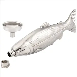 1 Set Fish-Shape Hip Flask 5Oz Bottle Mini Pocket Stainless Steel Party Drinkware for Outdoor