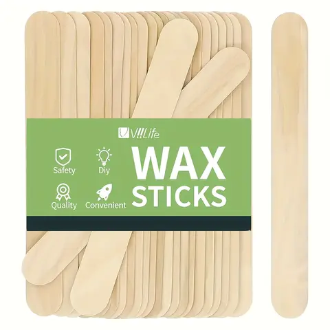 Viilife Waxing Sticks Set, 20/50/100pcs Wood Wax Applicator Spatulas, Body Hair Removal Craft Tools, Easy-To-Use Design