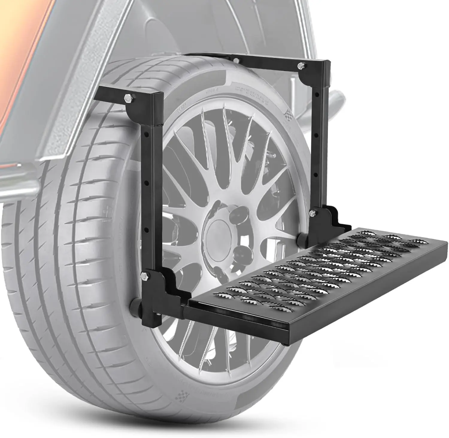 Nilight Heavy Duty Foldable Tire Step for Trucks/SUVs/RVs, Non-Slip Steel Shark-Jaw Tread, 10-14 in Adjustable Fit, 350 lbs Load Capacity, Easy Installation & Adjustment, Black Roof Access Tool, Trucks/Suv/Rvs