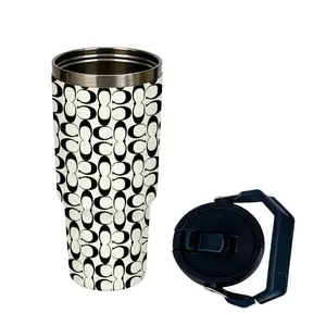 30oz Insulated Mug,Classic Print Pattern Stainless Steel Tumbler with Straw, Leakproof Travel Coffee Cup for All Seasons, Stylish Gift for Women and Essential Home Item,Mother's Day & Graduation Gift, Cute Easter gift for Women,Mother's Day Gift