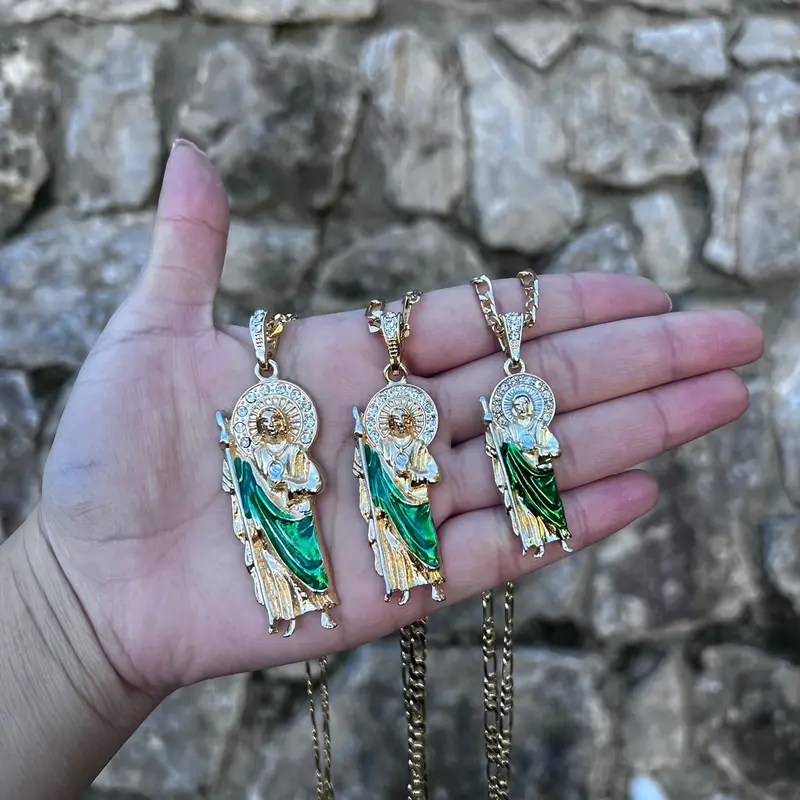 San Judas halo gold plated chain and pendant