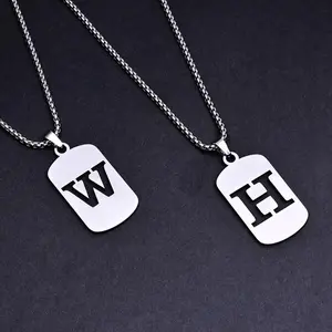 Men's 3D Geometric Initial Necklace - Stainless Steel Streetwear Chain, A-Z Alphabet Pendant, Daily Style Hip Hop Costume Jewelry, Summervibes Accessory