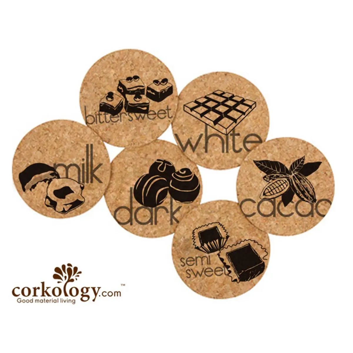 Corkology 403 Chocolate Cork Coaster Sets