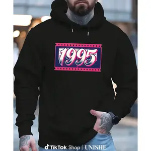 1995 Retro Film Print Men’s Hoodie – Casual Long Sleeve for Outdoors