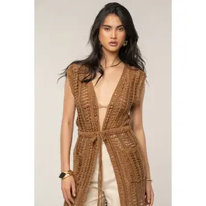 Taupe Marcelle Crochet Maxi Dress