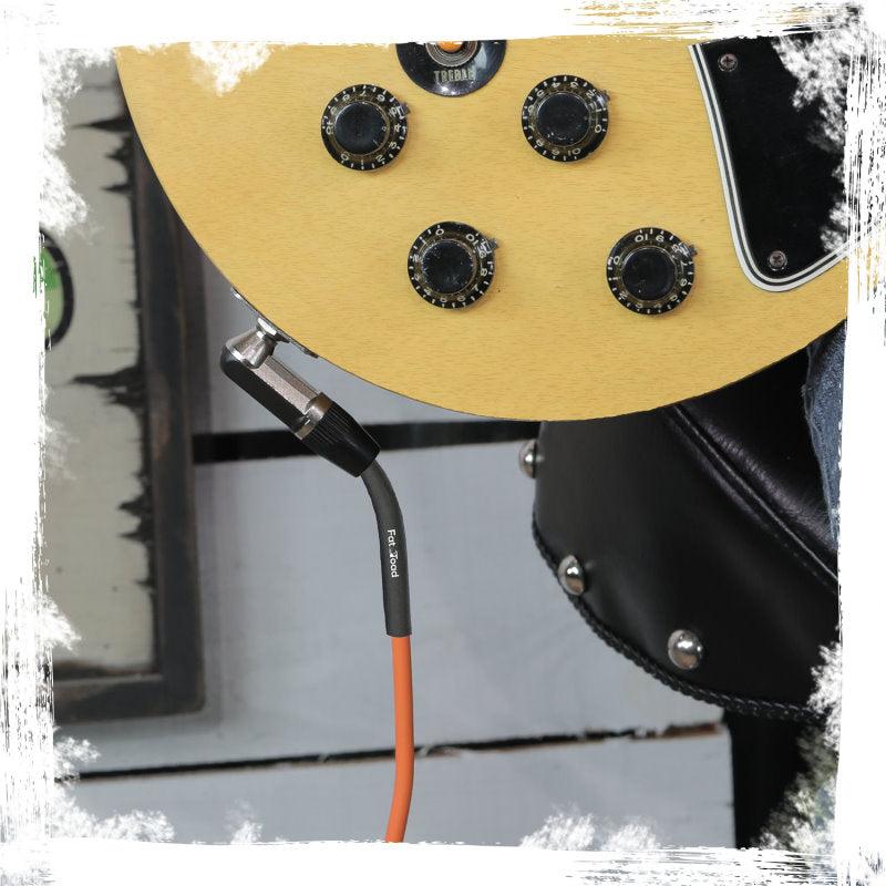 Guitar Cables (6 Pack) Right Angled Instrument Cord by FAT TOAD - 20FT 1/4 Quarter Inch Straight-End