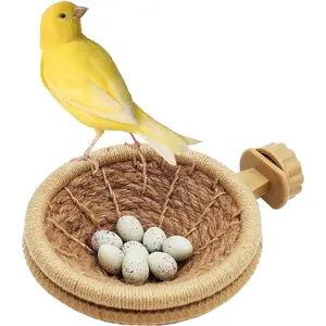 Bird Breeding Nest Box Canary Parakeet Woven Hemp Rope Nest Box (4.4inch)