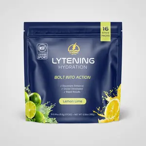 Lytening Hydration - Lemon Lime Electrolyte Powder - Rapid Hydration for Athletes & Active Lifestyles - 16 Stick Packs - NSF Certified Sport - No Artificial Dyes