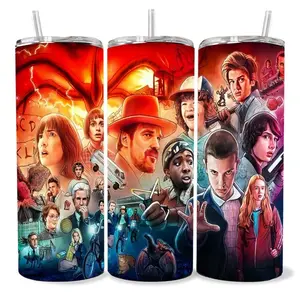 Stranger Things 20 oz Tumbler - BPA Free, stainless steel, Leak proof, durable, with clear lid