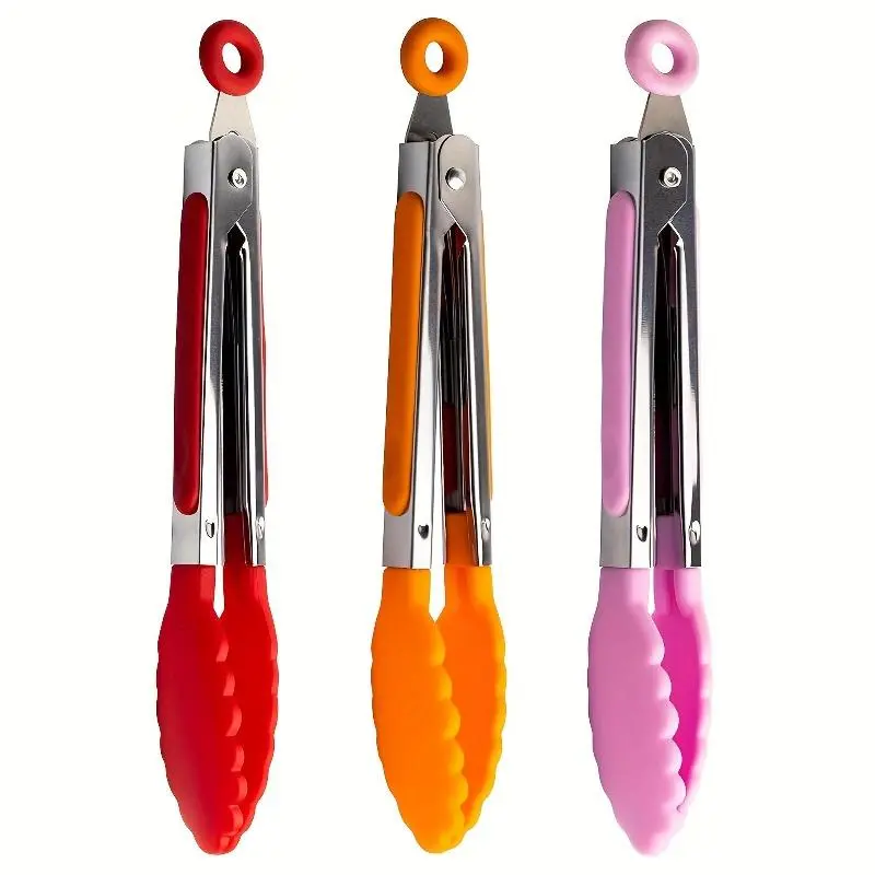 3pcs kitchen pliers, mini food pliers with silicone handle, pointed pliers, used for cooking, serving, grilling, grilling, salads, etc, Home and Kitchen, Kitchen Supplies, Cooking Tools, Utensils
