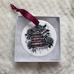 Booktok Dark Romance Ceramic Gothic Christmas Ornament - Gothic Design, Dark Romance Aesthetic, Unique & Elegant Finish, Perfect for Christmas Decor