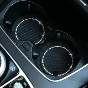 Car Cup Holder Mat, Shiny Rhinestone Silicone Cup Pad, Universal Car Interior Accessory, Durable & Stylish Design, Perfect Fit for Most Cars