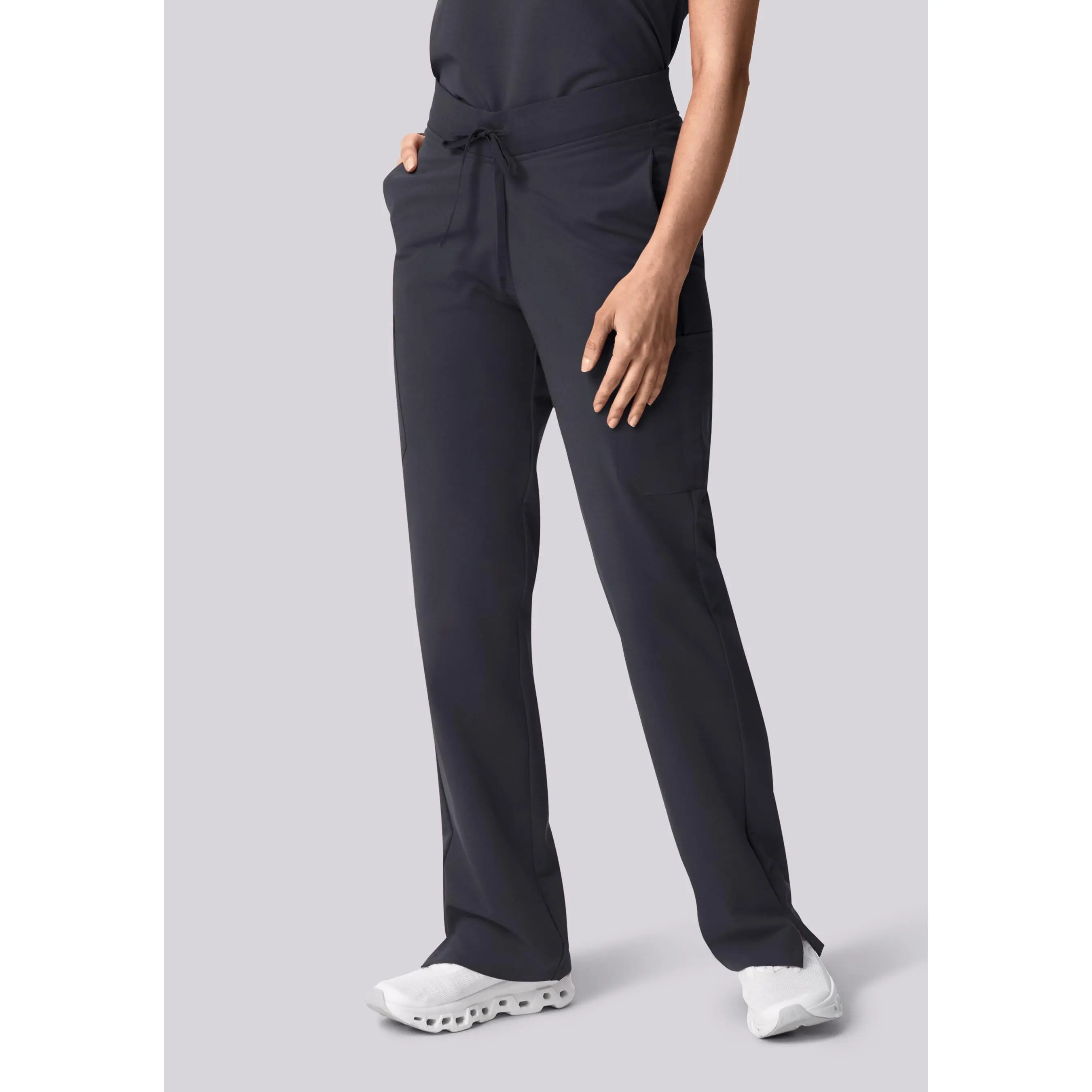 Women's Workwear 9-Pocket Soft Fabric Breathable Casual Pewter Cargo Bottom Pants