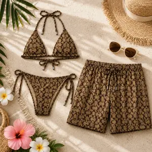 Signature Swim Coa Matching Couple Swimwear Set 2026, Viral Couple Bikini & Men’s Shorts for Beach Vacation Gift