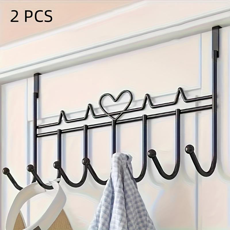 Space-Saving Metal Door Hanging Storage Rack, Easy Installation, Ideal for Towels, Clothes and Hats, No Drilling Required, Iron Art Design