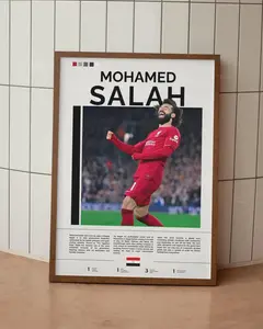 [UNFRAMED] Mohamed Salah Liverpool Art, Premium Professional Soccer Poster, Sports Room Decor