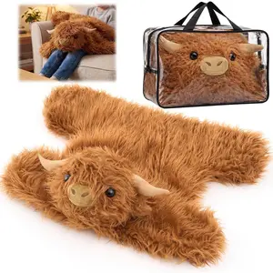 Highland Cow weighted lap pad stuffed animal — 5 lb sensory weighted lap pad for relaxation, calming, napping, sleeping, travel, office, home; a gift for Highland cow lovers