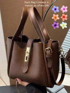Vintage Fashion Vegetable Basket Handbag High-Quality Leather Women's Shoulder Crossbody Bag with Coin Purse Solid Color Large Capacity Tote Suitable for Daily Commuting