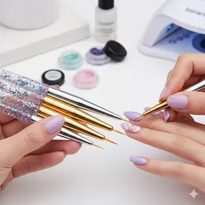 Ultra-Thin UV Gel Art Pens, Acrylic Nail Liner Brush Set, Salon Professional Anti-Frizz Nylon Bristles, Precise Gradient & Line Painting Tool for Nail Art, Anti-Bend Handle Design, Compatible with All Gel Polishes.