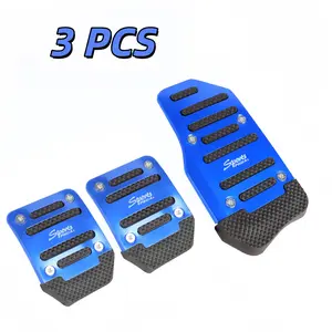 3pcs Aluminum Alloy Anti-Slip Car Footrest Decorative Pieces, Ergonomic Design, Precision Fit, Durable Lightweight, Manual Brake Pedal Cover Accessories, Car Interior Kit