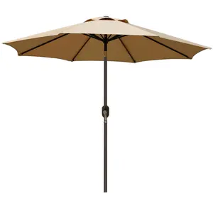 Garvee 10' Outdoor Patio Umbrella, Outdoor Table Umbrella, Yard Umbrella, Market Umbrella with 8 Sturdy Ribs, Push Button Tilt and Crank for Garden, Deck, Backyard, Pool