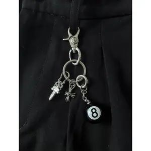 Y2K Original Cleanfit Retro Metal Keychain Carabiner Cross Bag Pendant Waist Hanging Accessory