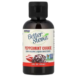 NOW Foods Better Stevia®, Zero-Calorie Liquid Sweetener, Peppermint Cookie, 2 fl oz (59 ml)