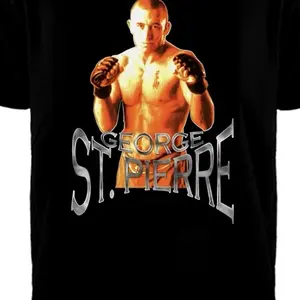 Mens GSP MMA Shirt George St Pierre Official UFC Fan Gear Black T Shirt