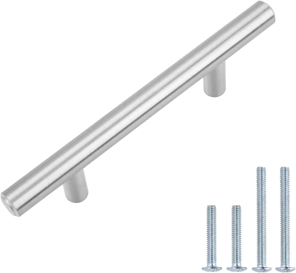 30 Pack Brushed Nickel Stainless Steel Handles, 5.38'' Length, 3'' Hole Center, Silver Kitchen Hardware for Indoor Cabinets Drawers, Indoor Use