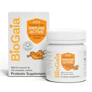BioGaia Kids' Immune Active Probiotic Chewables with 800 IU Vitamin D3 for Digestive & Immune Health 30 Tablets
