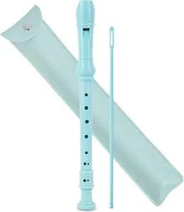 Recorder Instrument for Beginner  Adults,8-Hole Soprano Descant Recorder Music Flute with with Cleaning Rod & Leather Case For School Student Home Entertainment(2-Blue)