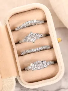 Women's Copper Chain Ring Set, Casual Style Jewelry Gift Box Included, Perfect for Weddings & Anniversaries