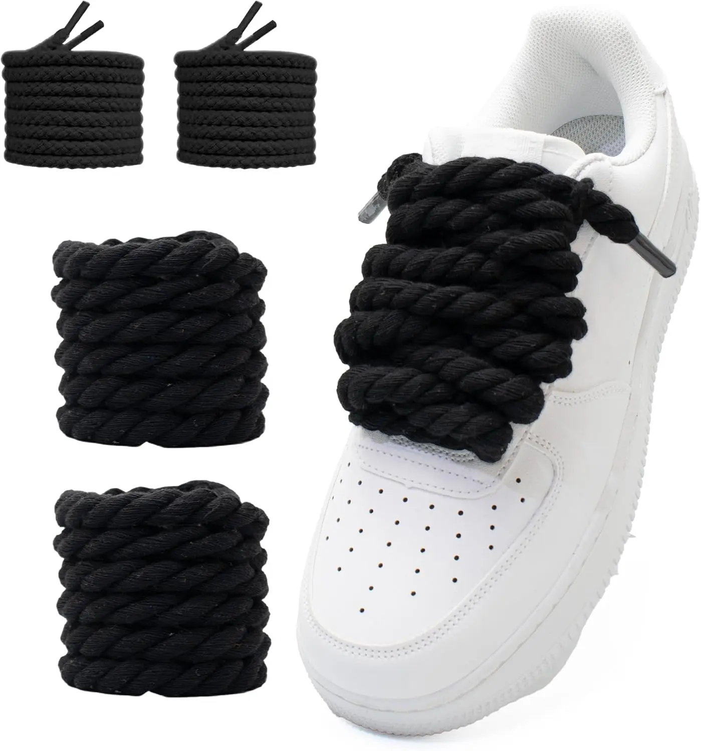 1 Pairs Thick Rope Shoe Laces For Sneakers, 8mm Chunky  Shoelaces Twisted Laces, Solid Colors Shoestrings